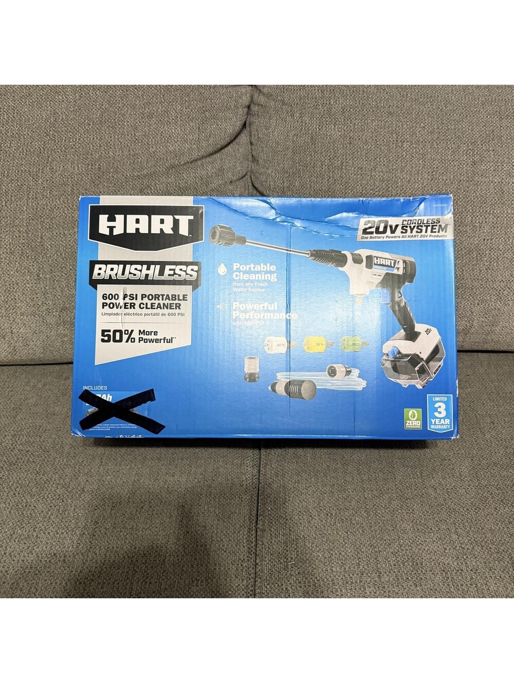 HART Brushless 600 PSI Portable Power Cleaner 20V Cordless Pressure Washer